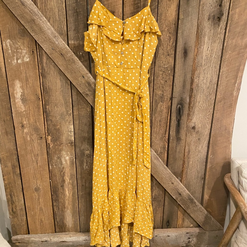Mustard high low summer dress, size Medium